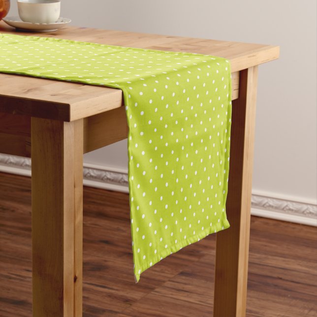 Camino De Mesa Corto Seamless pattern  bright lime polka dot pattern (In Situ)