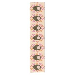 Camino De Mesa Corto Sleepy Hedgehog and Flowers Table Runner