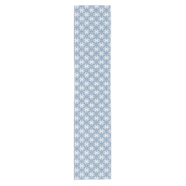 Camino De Mesa Corto Snowflake Plaid Pattern Blue Holiday Table Runner