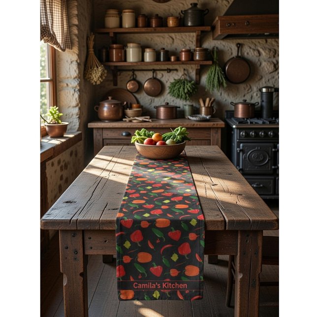 Camino De Mesa Corto Spicy Chili Pepper Pattern Personalized  (Subido por el creador)
