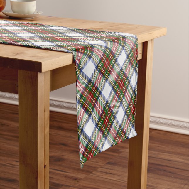 Camino De Mesa Corto Stewart Royal Vress Plaid Scottish Pattern (In Situ)