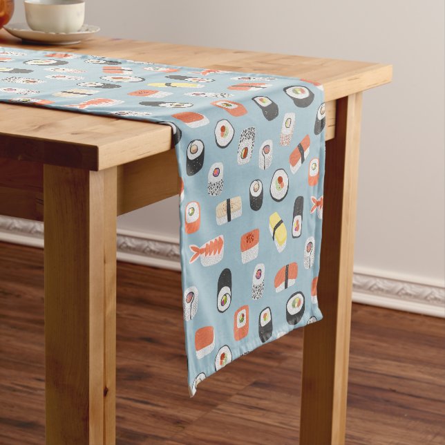 Camino De Mesa Corto Sushi Nigiri Maki Roll Patterned (In Situ)