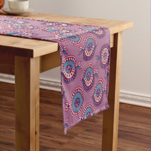 Camino De Mesa Corto Tabla corta de patrón rosa de granado decorativo
