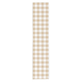 Camino De Mesa Corto Tan Beige Plaid Gingham Table Runner