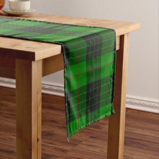 Camino De Mesa Corto Tartan Plaid de Acento Verde y Rojo