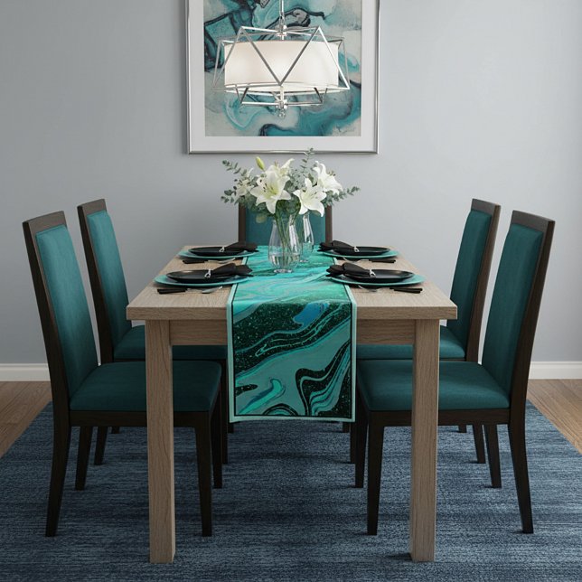 Camino De Mesa Corto Teal glitter marble medium table runner (Subido por el creador)
