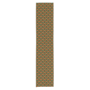 Camino De Mesa Corto Tela Kente vertical amarilla, verde, roja y negra