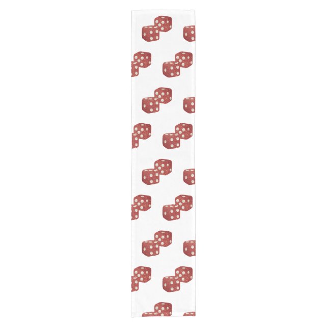 Camino De Mesa Corto Tema del Casino Red Purpurina Dice (Anverso)