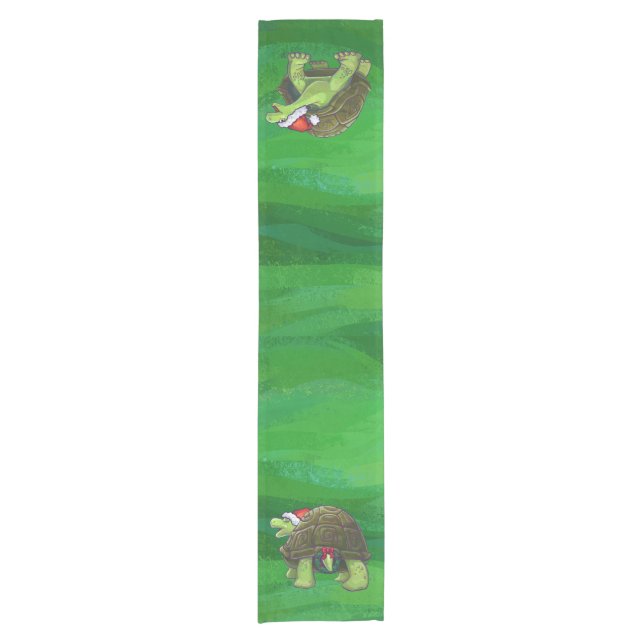 Camino De Mesa Corto Tortoise en Santa Hat en Green (Anverso)