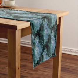Camino De Mesa Corto Turbulencia azul Pour Acrílico Resumen de arte
