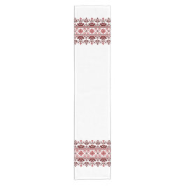Camino De Mesa Corto Ukrainian traditional vushuvanka folk pattern red