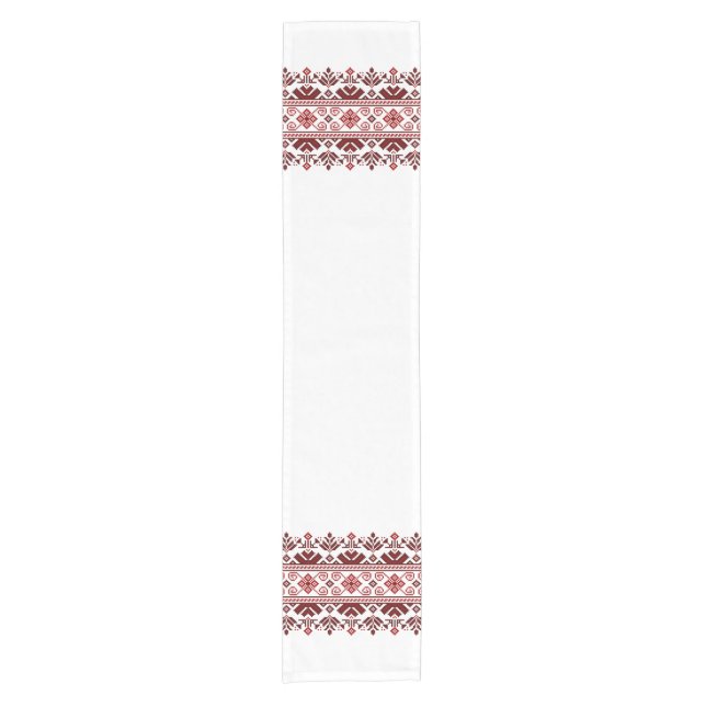 Camino De Mesa Corto Ukrainian traditional vushuvanka folk pattern red (Anverso)