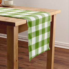 Camino De Mesa Corto Verde Aguacate Cuadros Gingham Color Retro