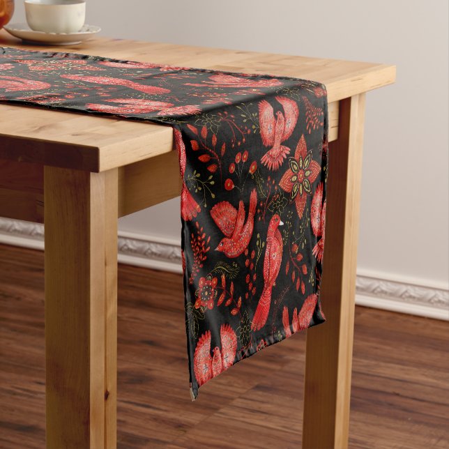 Camino De Mesa Corto  Vibrant floral and leafy pattern designs (In Situ)