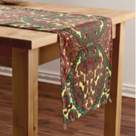 Camino De Mesa Corto Victorian paisley pattern elegant red green gold