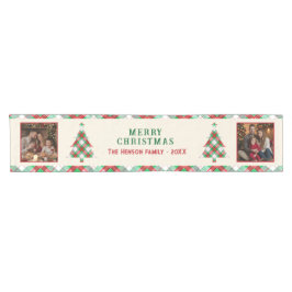 Camino De Mesa Corto Vintage Christmas Red Green Tartar Plaid 2 Photos