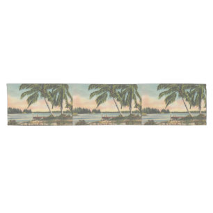 Camino De Mesa Corto Vintage Coconut Palmas Breeze Tropical Sunset