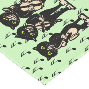 Camino De Mesa Corto Vintage Musician Black Cats Music Notes