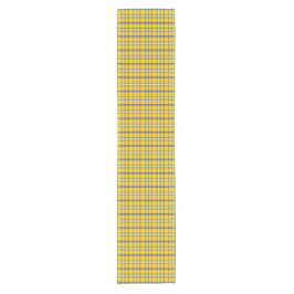 Camino De Mesa Corto Yellow Blue Plaid Classic Pattern Table Runner