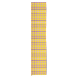 Camino De Mesa Corto Yellow Purple White Plaid Classic Table Runner