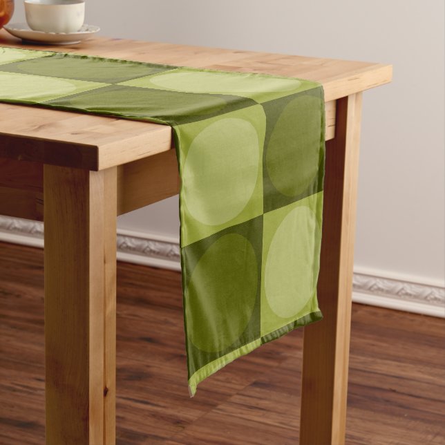 Camino De Mesa Largo 70s Checks and Circles Green (In Situ)