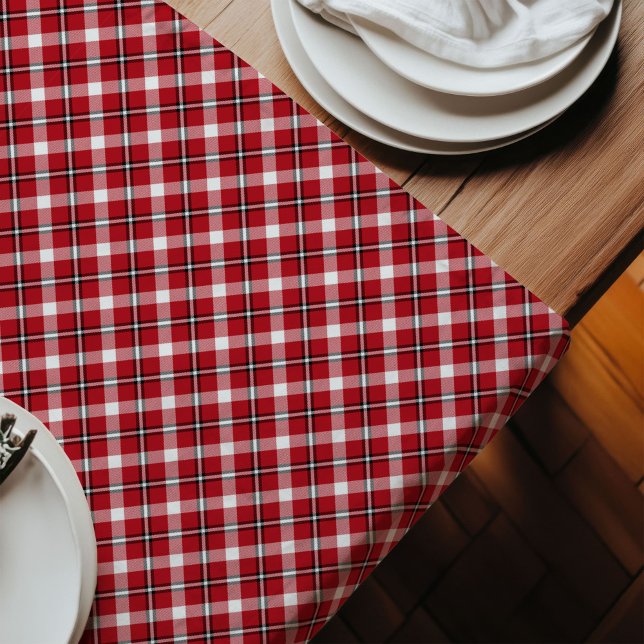Camino De Mesa Largo Acento de tabla de leñador de platillos rojo negro (Red Black Plaid Runner Lumberjack Table Accent)