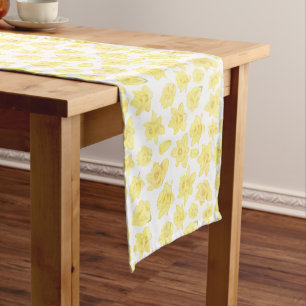 Camino De Mesa Largo Acuarela Daffodil Ditzy Floral Long