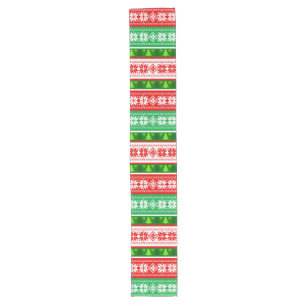 CAMINO DE MESA LARGO ADORNOS DE NAVIDAD DISEÑO ROJO BLANCO VERDE