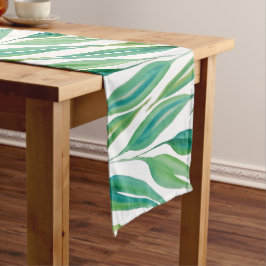 Camino De Mesa Largo Arte Acuarela Verde Océano Boho Verde Vegetación