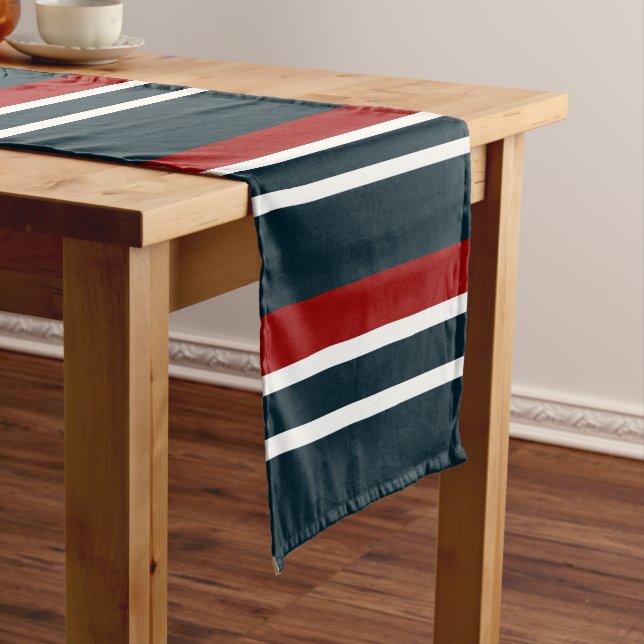 Camino De Mesa Largo Bandas uniformes rojas azules (In Situ)