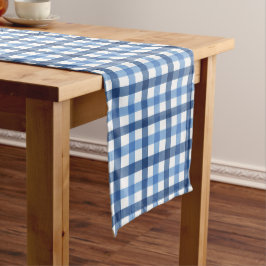 Camino De Mesa Largo Blue Checks Cottage Charm gran Table Runner
