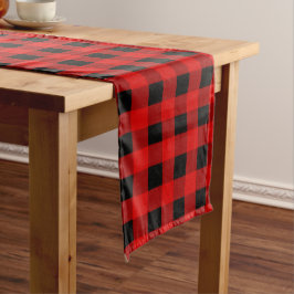 Camino De Mesa Largo Búfalo Rojo y Negro Plaid Holiday gingham Lo
