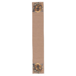 CAMINO DE MESA LARGO BURLAP BROWN MIRA CON BUTTERFLOSA DE MARRÓN NARANJ