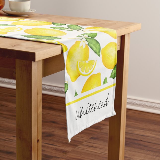 Camino De Mesa Largo Citrus Botanical Lemon Personalize (In Situ)