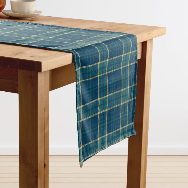Camino De Mesa Largo Classic Dark Blue Green Gold Tartan Plaid  (Subido por el creador)