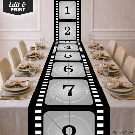Camino De Mesa Largo Classic Film Strip Tablecloth, Hollywood Party