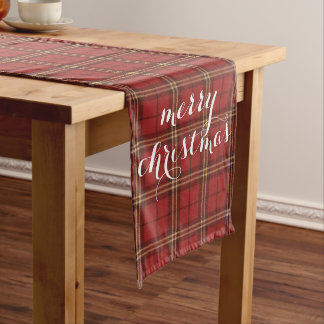 Camino De Mesa Largo Classic Plaid Merry Christmas Festive Table Runner
