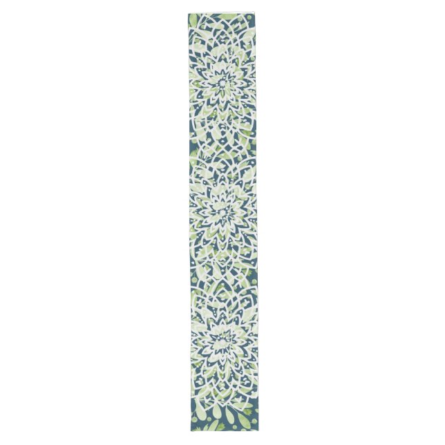 Camino De Mesa Largo Contrast Harmony: Leaf and Mandala Table Runner (Anverso)