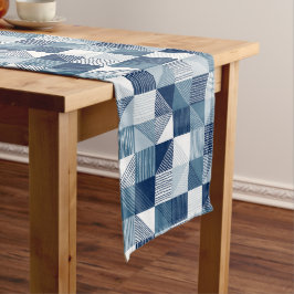 Camino De Mesa Largo Controles geométricos modernos con líneas, azul to