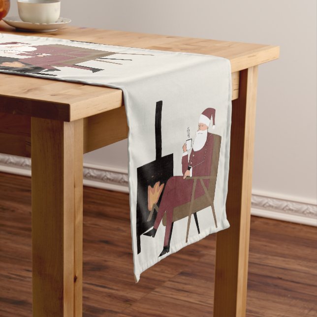 Camino De Mesa Largo Cozy Santa Fireplace Pattern Holiday Table Runner (In Situ)