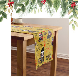 Camino De Mesa Largo Cuidada Gangster Santa Feliz Navidad con oro