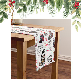 Camino De Mesa Largo Cuidada Navidad de Gangster Santa Merry en blanco