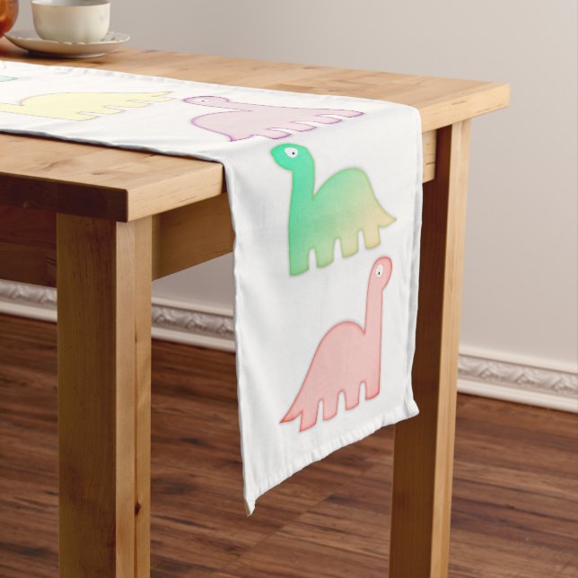 Camino De Mesa Largo Cute Dinosaurios Pastel Colorido (In Situ)
