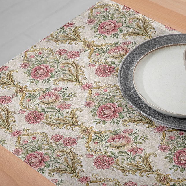 Camino De Mesa Largo Damask Delight Floral Table Runner Victorian Moda (Damask Delight Floral Table Runner Victorian Chic)