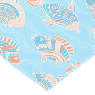 Camino De Mesa Largo Diseño de peces de mesa, turquesa y coralino