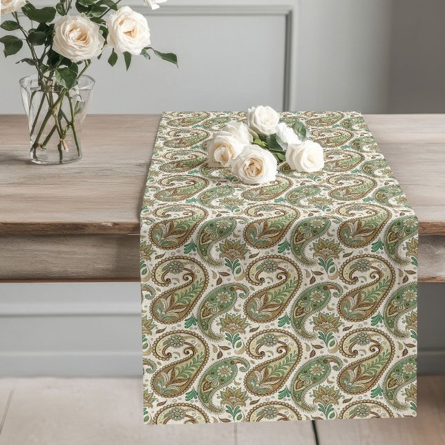Camino De Mesa Largo Earthy Paisley Boho Charm for Cining Spaces (Earthy Paisley Boho Charm for Dining Spaces Long Table Runner)
