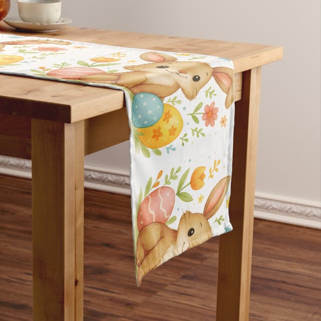 Camino De Mesa Largo Easter Bunny with Eggs Table Runner (In Situ)