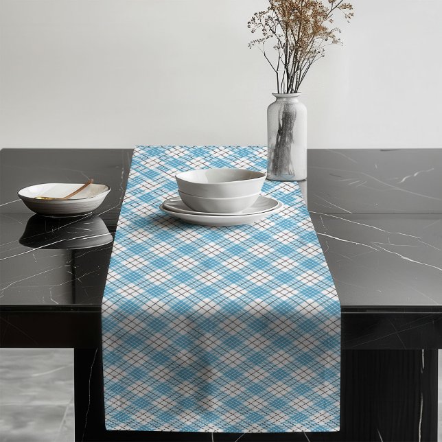 Camino De Mesa Largo El tartán amarillo azul - un regalo acogedor para  (Blue Yellow Tartan– A Cozy Gift for the Family Long Table Runner)