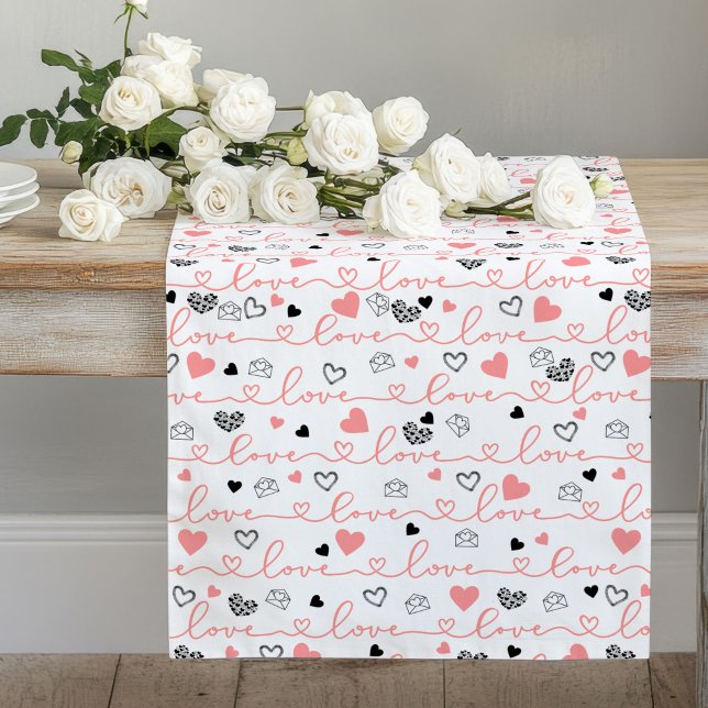 Camino De Mesa Largo Elegant Anniversary Love Lettering Table Runner (Elegant Anniversary Love Lettering Table Runner)