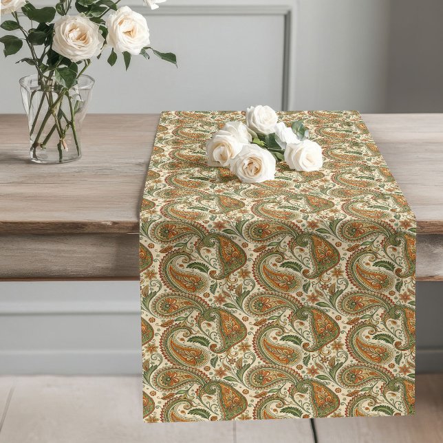 Camino De Mesa Largo Elegante Boho Pastel Earthy Paisley Swirl Design (Elegant Boho Pastel Earthy Paisley Swirl Design Long Table Runner)